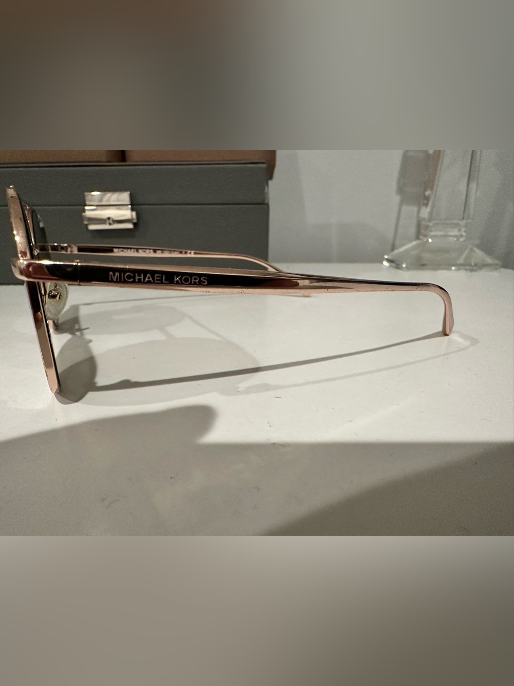 Michael Kors Aviator Sunglasses in Rose Gold with Mirrored Lenses - Picture 2 of 3